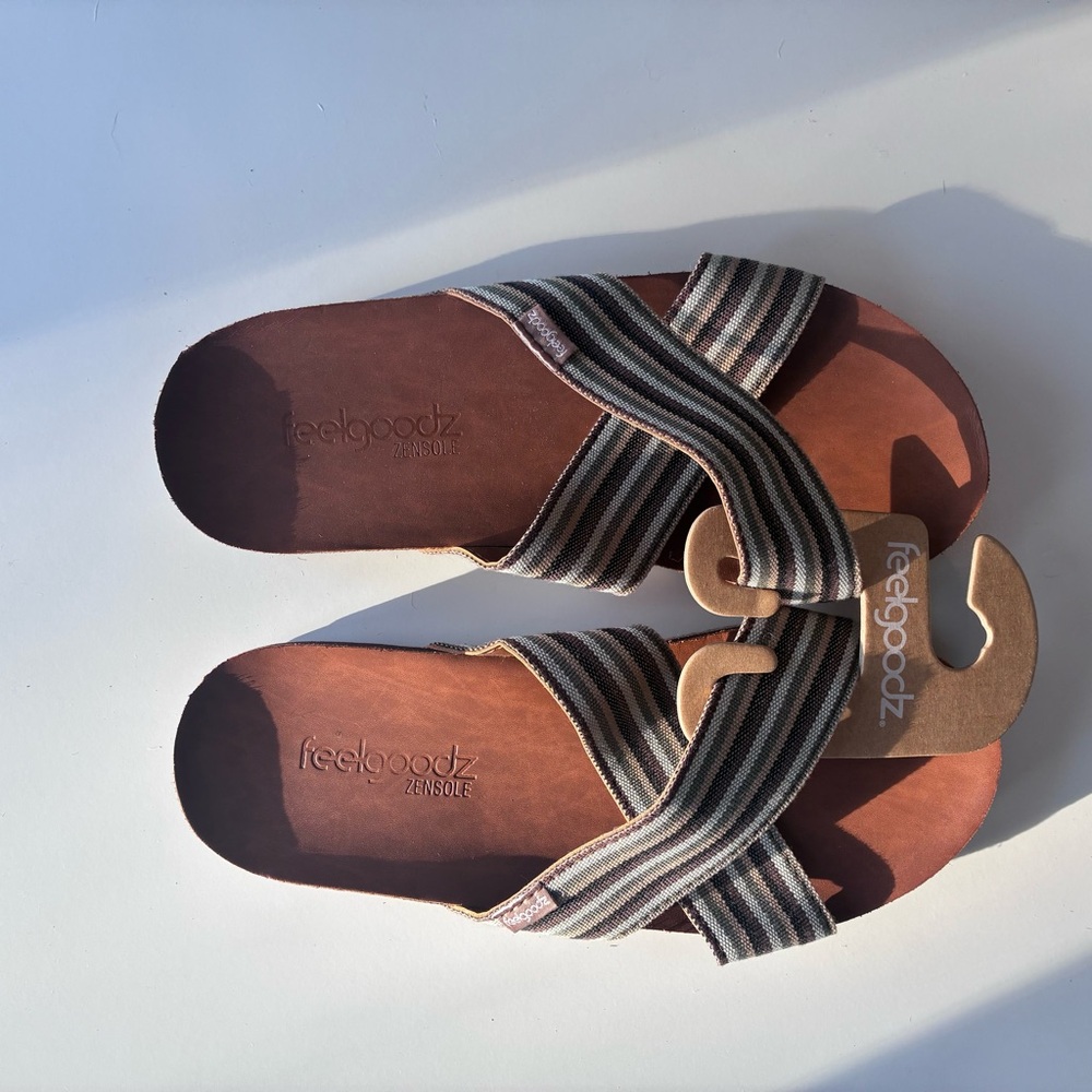 Feelgoodz Zensole Size 9 Cross-Over Leather Sandals - NWT - Picture 5 of 10